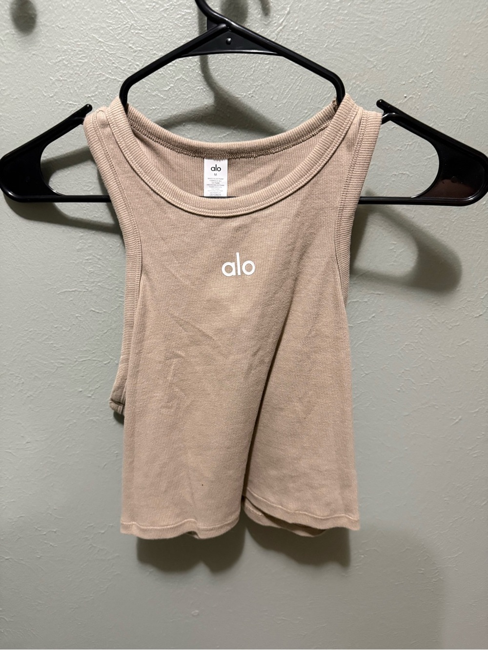 ALO Yoga Ribbed Tank Top in Beige Taupe